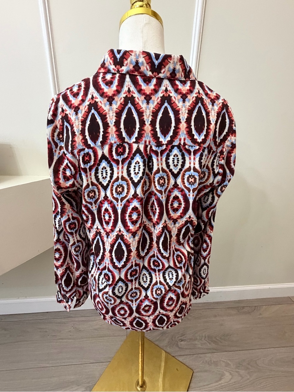 Printed Button-Down Shirt - Red Multi Ikat - Picture 4 of 6